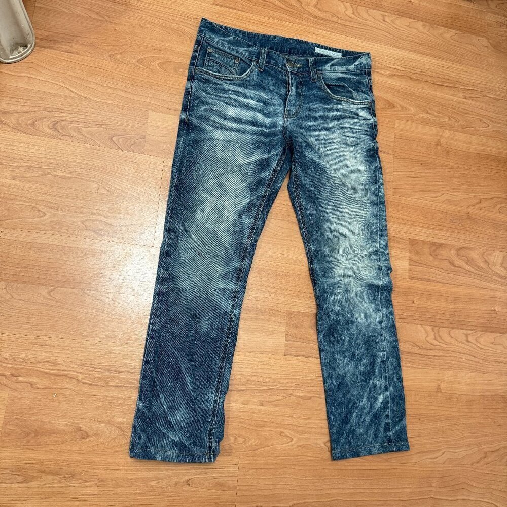 Affliction X DPSR Acid Wash Blue sz 34